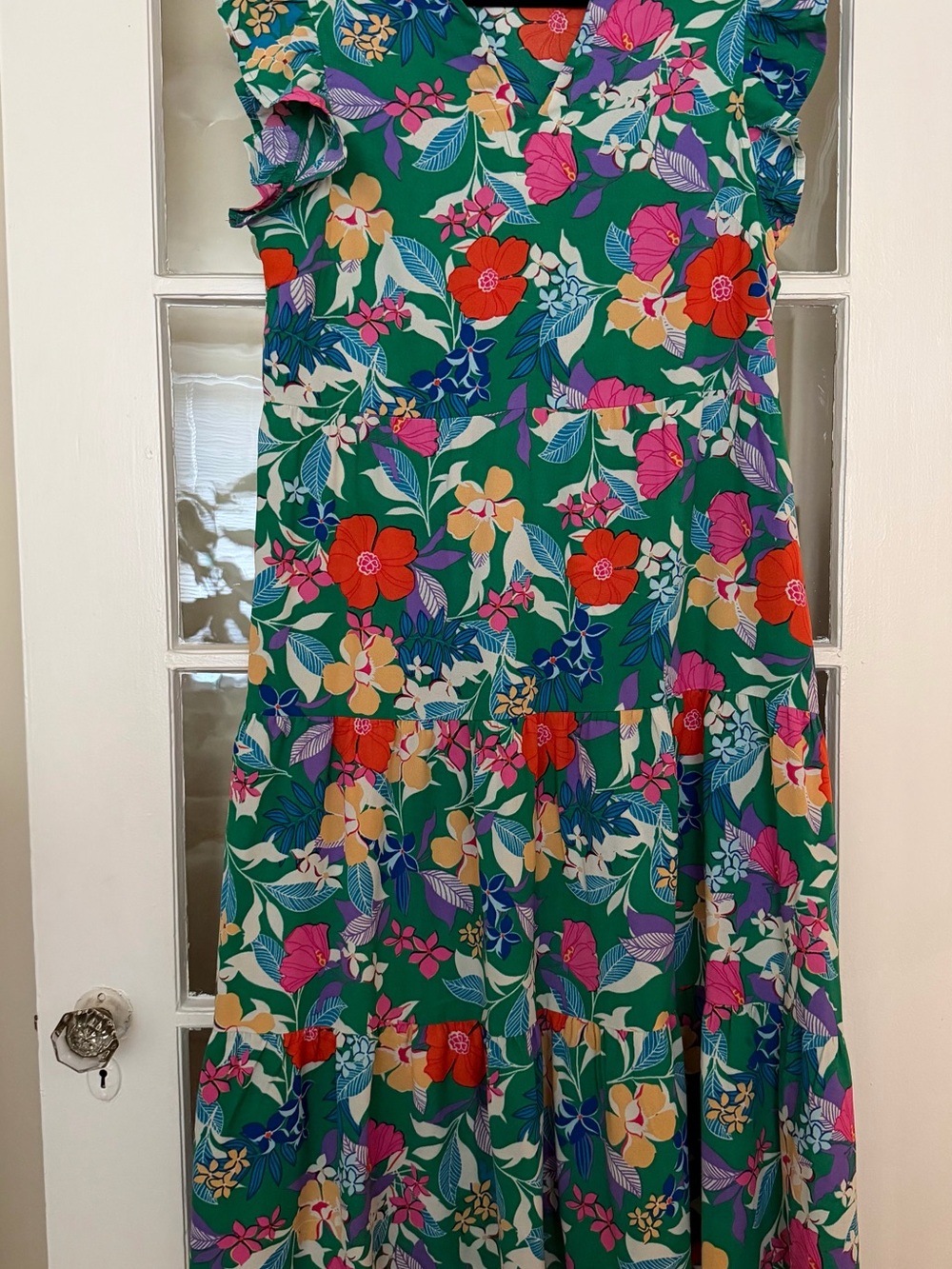 Green Floral Tiered Maxi Dress - Women